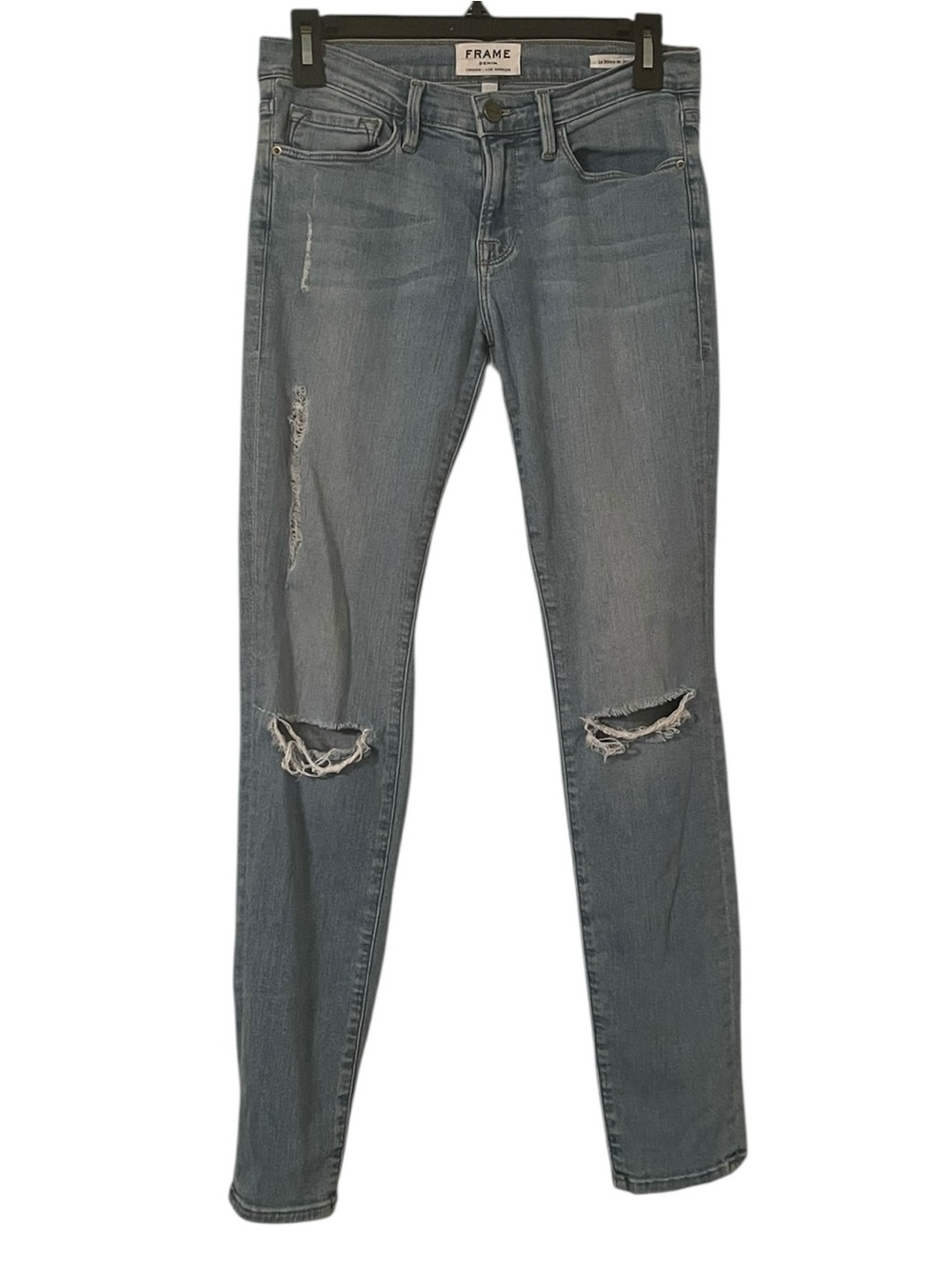 Frame Women's Light‎ Blue Wash Le Skinny de Jeanne Distress Skinny Jeans Size 27